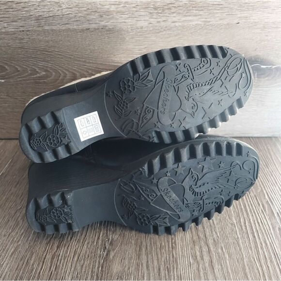 Skechers Parallel Shearling Ankle Boots in Black Leather Size 10 - Picture 7 of 10